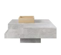 WEALTHOUSE Moderno tavolino da caffè con contenitore rimovibile, effetto cemento, struttura in legno, tavolino quadrato, minimalista, robusto truciolato resistente alla struttura (grigio)