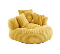 WEALTHOUSE Morbido divano rotondo come divano singolo, imbottitura lounge con schienale alto e poggiabraccio, set di 3 cuscini, imbottitura in memory foam, compressa, per soggiorno, zona relax (giallo