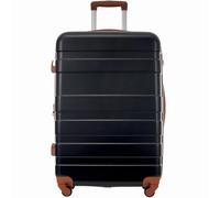 WEALTHOUSE Set di bagagli da viaggio con ruote a 360 gradi, in ABS, con lucchetto a combinazione, borsa da trucco, scomparto interno in alluminio, manico telescopico espandibile, Nero , Taglia: XL