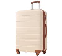 WEALTHOUSE Set di bagagli da viaggio con ruote a 360 gradi, in ABS, con lucchetto a combinazione, borsa da trucco, scomparto interno in alluminio, manico telescopico espandibile, beige., Taglia: XL