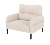 WEALTHOUSE Set di divano modulare a due posti, poltrona e sgabello, con schienale ergonomico, tasca laterale e robusto telaio in legno in metallo, per soggiorno e piccoli appartamenti (beige, poltrona