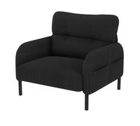 WEALTHOUSE Set di divano modulare a due posti, poltrona e sgabello, con schienale ergonomico, tasca laterale e robusto telaio in legno in metallo, per soggiorno e piccoli appartamenti (nero, poltrona)