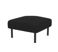 WEALTHOUSE Set di divano modulare a due posti, poltrona e sgabello, con schienale ergonomico, tasca laterale e robusto telaio in legno in metallo, per soggiorno e piccoli appartamenti (nero, sgabello)