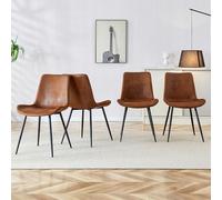 WEALTHOUSE Set di sedie per sala da pranzo in stile nordico, schienale ergonomico, cuscino largo, materiale traspirante, schiuma morbida, piedini antiscivolo, gambe in metallo a croce stabili (marrone