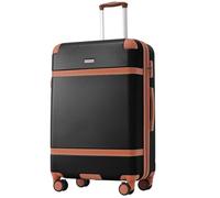 WEALTHOUSE Set di valigie da viaggio con valigia, trolley, cinghia di tensione, sistema bagagli TSA, blocco di sicurezza in alluminio, estrattore telescopico, scomparti divisori, rinforzo, guida, Nero