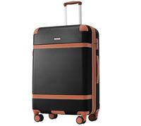 WEALTHOUSE Set di valigie da viaggio con valigia, trolley, cinghia di tensione, sistema bagagli TSA, blocco di sicurezza in alluminio, estrattore telescopico, scomparti divisori, rinforzo, guida, Nero