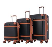 WEALTHOUSE Set di valigie da viaggio con valigia, trolley, cinghia di tensione, sistema bagagli TSA, blocco di sicurezza in alluminio, estrattore telescopico, scomparti divisori, rinforzo, guida, Nero