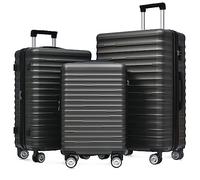 WEALTHOUSE Set di valigie rigide con serratura TSA, materiale ABS impermeabile, ruote girevoli a 360° con funzione freno, manico telescopico in alluminio, serratura a combinazione integrata, spazio di