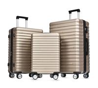 WEALTHOUSE Set di valigie rigide con serratura TSA, materiale ABS impermeabile, ruote girevoli a 360° con funzione freno, manico telescopico in alluminio, serratura a combinazione integrata, spazio di