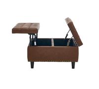 WEALTHOUSE Sgabello quadrato per sollevamento, rivestimento in metallo, cerniera a doppia camera, telaio in legno, rivestimento in schiuma, pouf, soggiorno, camera da letto, poggiapiedi (PU)