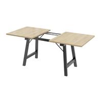 WEALTHOUSE Tavolo da pranzo telescopico moderno allungabile 140-180 cm per 4-6 persone, tavolo pieghevole rettangolare con venature in legno, tavolo da pranzo con struttura in metallo, robusto tavolo