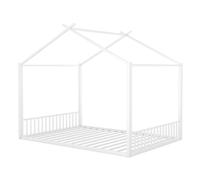 WEALTHOUSE Telaio in metallo con robusta struttura a doghe e forma creativa della casa, letto moderno con lati a griglia, lettino da gioco decorativo, posto per dormire sicuro con struttura robusta