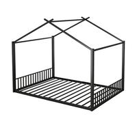 WEALTHOUSE Telaio in metallo con robusta struttura a doghe e forma creativa della casa, letto moderno con lati a griglia, lettino da gioco decorativo, posto per dormire sicuro con struttura robusta