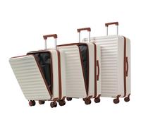 WEALTHOUSE Valigetta rigida 3 pezzi con apertura frontale, portabevande pieghevole, ruote doppie a 360°, manico telescopico in ferro, serratura a combinazione TSA, ABS antigraffio, rete interna