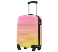 WEALTHOUSE Valigetta rigida con lucchetto a combinazione, 4 ruote, manico in alluminio, cinghia a croce, scomparti interni con chiusura lampo, organizzazione da viaggio, Gradiente giallo-rosa