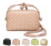 WealthRoll Borse a tracolla in tessuto da donna, borsa a tracolla leggera in pelle vegana con chiusura a cerniera, Albicocca