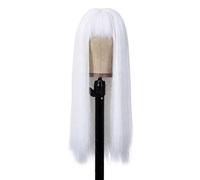 Wear and Go Parrucca bianca lunga e diritta for donne con frangia, parrucche sintetiche for capelli da donna for feste cosplay di Halloween