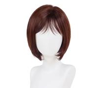 Wear and Go Parrucca Bob a strati da 12 pollici di media lunghezza con frangia, parrucche sintetiche lisce castano ramato con mèches for donne bianche for feste quotidiane(Mixed Auburn)