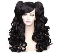 Wear and Go Parrucca cosplay riccia lunga a terra colorata da 24 pollici con 2 code di cavallo(Brown)