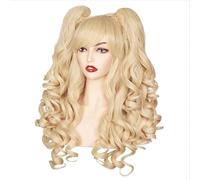 Wear and Go Parrucca cosplay riccia lunga a terra colorata da 24 pollici con 2 code di cavallo(Glonde)