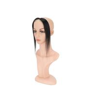 Wear and Go Parrucca frontale in pizzo con parte centrale da 10 pollici, capelli umani, toppa for attaccatura dei capelli, parrucchino sostitutivo invisibile naturale(Black)