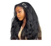 Wear and Go Parrucca mezza riccia liscia con capelli umani, parrucche Yaki 3 in 1 senza cuciture for donne nere, capelli ricci con coulisse senza colla(250,20inch)