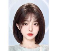 Wear and Go Parrucca piena da donna con capelli veri, parrucca bob naturale con capelli lunghi for l'uso quotidiano(35cm)