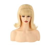 Wear and Go Parrucca vintage da donna da 12 pollici con frangia, parrucche cotonate anni '60 e '70 for cosplay, Halloween, feste(Blonde)