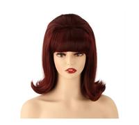 Wear and Go Parrucca vintage da donna da 12 pollici con frangia, parrucche cotonate anni '60 e '70 for cosplay, Halloween, feste(Red)