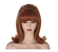 Wear and Go Parrucca vintage da donna da 12 pollici con frangia, parrucche cotonate anni '60 e '70 for cosplay, Halloween, feste(Light Brown)