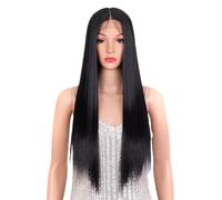 Wear and Go Parrucche anteriori diritte super lunghe in pizzo rosso da 28 pollici, parrucca for capelli senza colla, attaccatura dei capelli naturale prepizzicata for donne alla moda(Black)