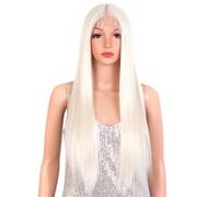 Wear and Go Parrucche anteriori diritte super lunghe in pizzo rosso da 28 pollici, parrucca for capelli senza colla, attaccatura dei capelli naturale prepizzicata for donne alla moda(Platinum)