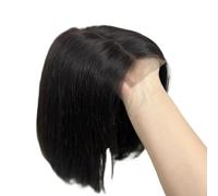 Wear and Go Parrucche anteriori in pizzo Bob for capelli umani 2x6 HD, parrucca frontale corta diritta a densità 250 Capelli pre-pizzicati trasparenti(10inch)