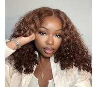Wear and Go Parrucche Femminili Naturali Pre Cut Pizzo 4x4 Glueless Marrone Cioccolato Bresilien Curly No Glue Pre Pizzo Riccio Profondo Cuneo Capelli Umani 10 pollici Bob Cuneo corto