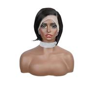 Wear and Go Pizzo Pixie For Capelli Umani Lisci Bob 13X4, Parrucca Corta Con Parte Laterale Da 6 Pollici For Donne Nere Capelli Pretagliati Pizzicati(Black)