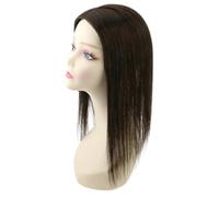 Wear and Go Topper for capelli monouso da 13 * 13 cm, base umana, for donne, con clip for capelli diradati, realizzati a mano(Dark Brown,12inch)