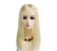 Wear and Go Topper for capelli umani da donna bionda, senza frangia, base in seta traspirante legata a mano, 4 clip, for capelli diradati(18 inch,13x15cm)