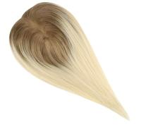 Wear and Go Topper for capelli veri da 13 * 13 cm for donne, clip in frangia for capelli diradati, copricapo con base in seta(T10-613,10 Inch)