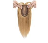 Wear and Go Topper for veri capelli umani con frangia, capelli Remy for donne che si diradano sulla parte superiore, clip in base di seta da 7x13 cm(Dark Blonde,8 inch)