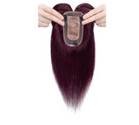 Wear and Go Topper for veri capelli umani con frangia, capelli Remy for donne che si diradano sulla parte superiore, clip in base di seta da 7x13 cm(Wine Red,6 inch)