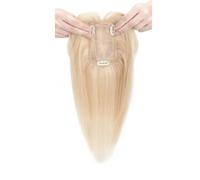 Wear and Go Topper for veri capelli umani con frangia, capelli Remy for donne che si diradano sulla parte superiore, clip in base di seta da 7x13 cm(18P613,18 inch)