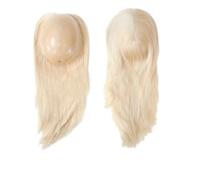 Wear and Go Topper in PU con veri capelli umani Remy, 18x23 cm, pezzi di capelli for donne, senza frangia(Blonde,14 inch)