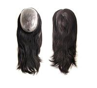 Wear and Go Topper in PU con veri capelli umani Remy, 18x23 cm, pezzi di capelli for donne, senza frangia(Natural black,14 inch)