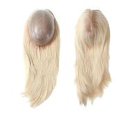 Wear and Go Topper in PU con veri capelli umani Remy, 18x23 cm, pezzi di capelli for donne, senza frangia(Color 8T25,16 inch)