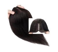 Wear and Go Topper in Veri Capelli Umani for Capelli Diradati, Base in Pizzo 8x10 cm Ampia Copertura Intrecciata a Mano Parrucchino Naturale for Donna Quotidiano(Black Brown,14inch)