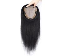 Wear and Go Toppers for capelli veri da donna, pezzi di capelli con base in seta da 5 * 5 pollici senza frangia for diradamento, posticci Remy(Natural Black,22 inch)