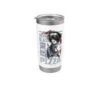 Wear Black Eat Pizza Emo Japanese Sad Anime Boy Emo Bicchiere termico in acciaio inox doppia parete