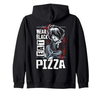 Wear Black Eat Pizza Emo Japanese Sad Anime Boy Emo Felpa con Cappuccio