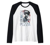Wear Black Eat Pizza Emo Japanese Sad Anime Boy Emo Maglia con Maniche Raglan