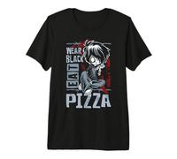 Wear Black Eat Pizza Emo Japanese Sad Anime Boy Emo Maglietta Premium